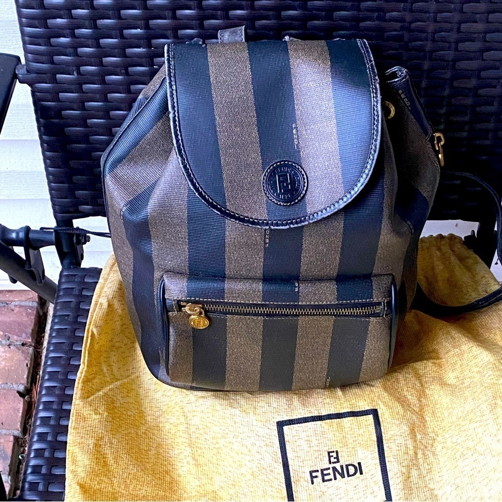 Fendi Penguin Print Leather Backpack